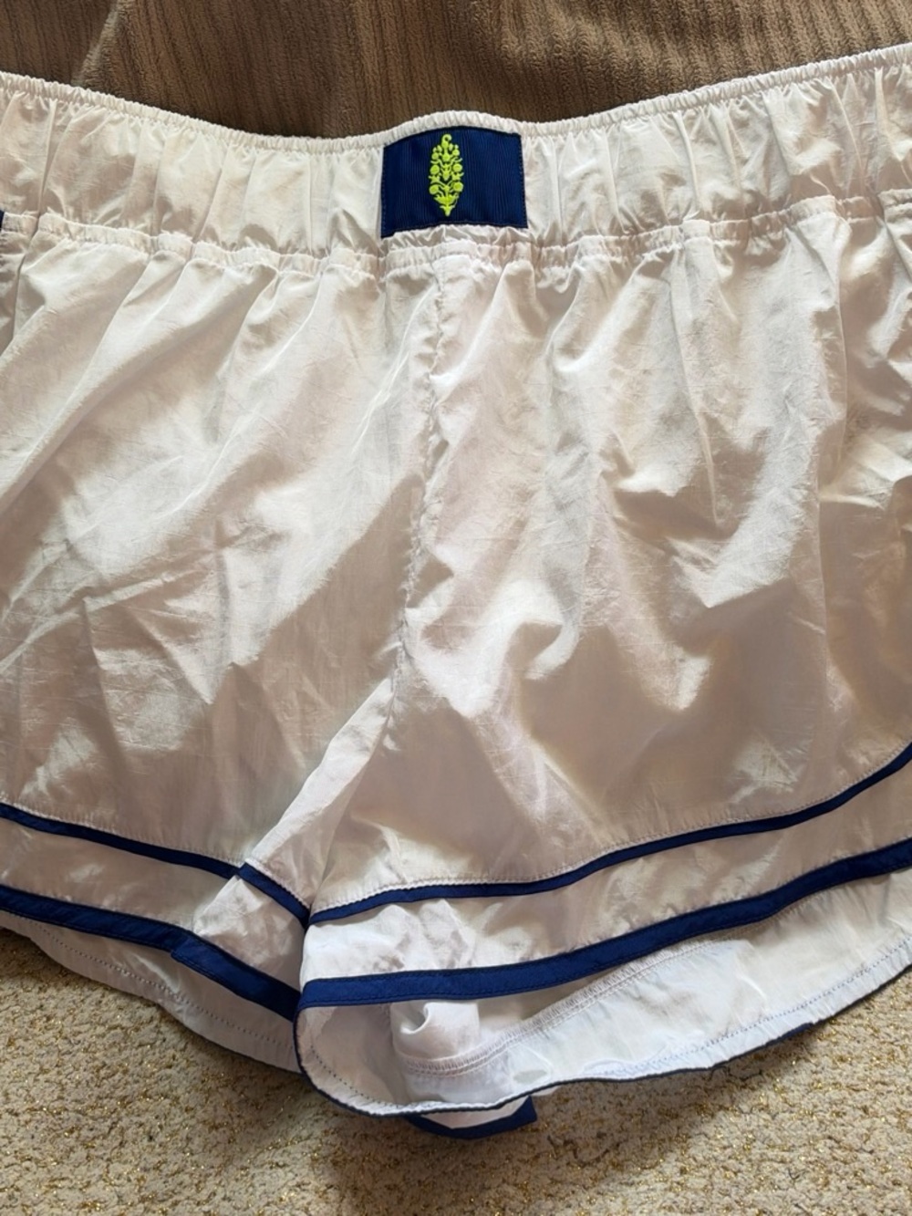Trina Turk White Athletic Shorts with Navy Trim